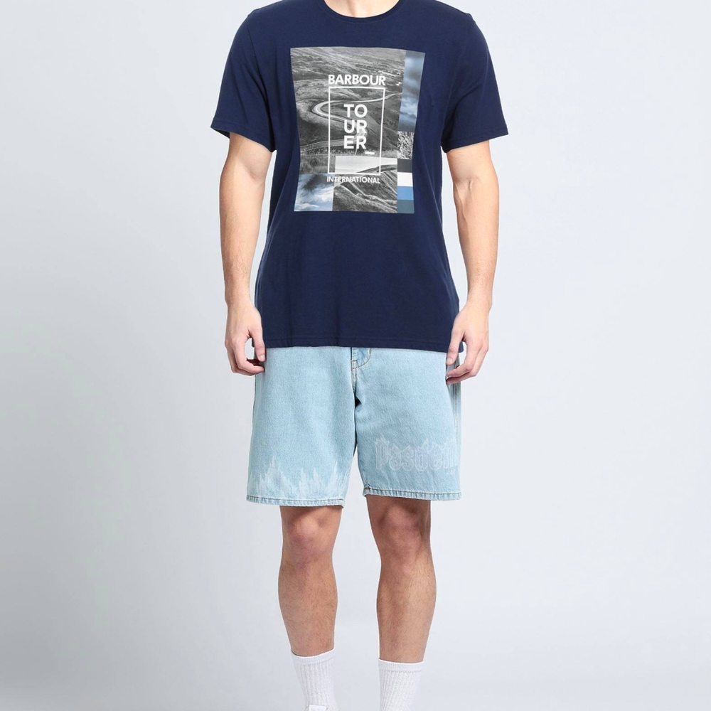 Barbour International Men's Navy Graphic Tee. INT M. US Small